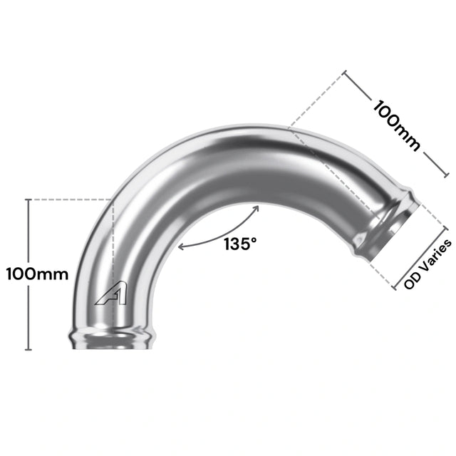 Aluminium 135 Degree Pipe