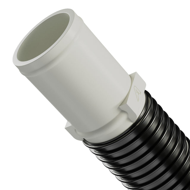 Plast lige samling til PVC bølgeslange hvid